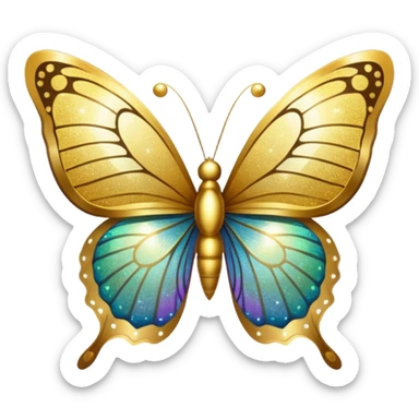 Golden shimmery glitter butterfly emoji sticker