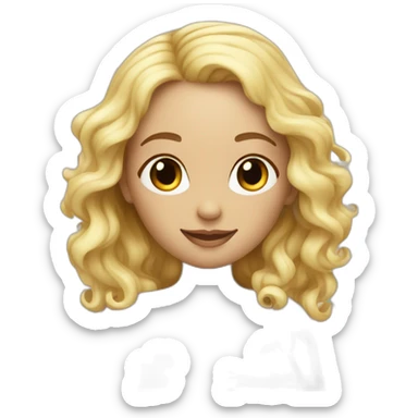 adorable pregnant blond full body women with beach-wave-hair sticker