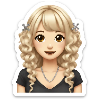 Gyaru girl with cute bone hair clips sticker