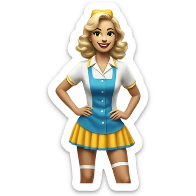 waitress on roller skates McDonald's uniform dress realistic 60's style sticker