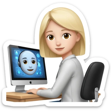 i want an emoje a person had completed his interview which is taken by Artificial interlligence in a computer sticker