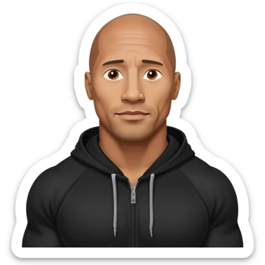 dwayne johnson with black hoodie sticker