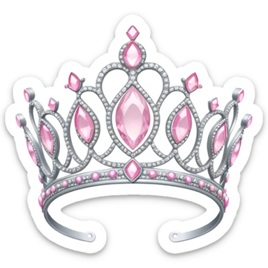 pale pink tiara sparkly silver sticker