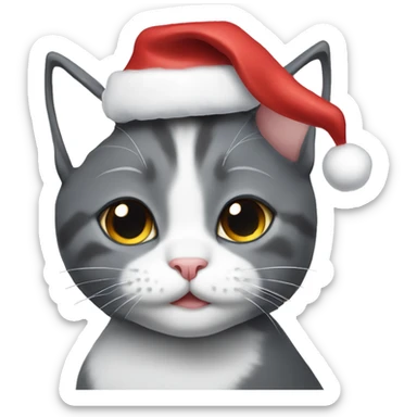 Gray tuxedo cat Christmas  sticker