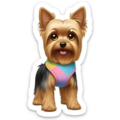 Yorkie standing with a diaper on sticker