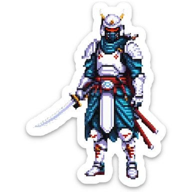 male cyborg samurai nomad with tech equipment sticker