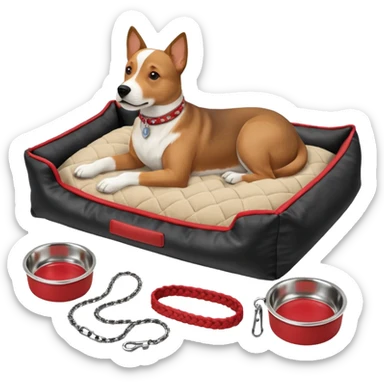Goals:
1) Isometric view
2) Physically realistic portrayed in a way that would be expected to the average person
3) Avoid anything that could be considered offensive, even 2%

---
Now generate an image to represent a list to buy items for a new dog. sticker