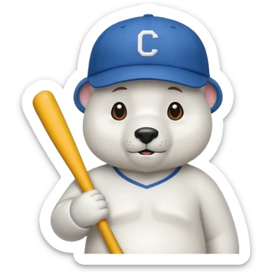 white Bear with cap sticker