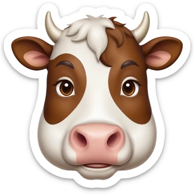 cinematic-noble-brown-and-white-cow-portrait-emoji,-poised-and-regal,-with-a-large,-sturdy-build-and-a-beautifully-patterned-hide-of-rich-brown-accented-by-crisp-white-patches,-deep-set-soulful-brown-eyes,-simplified-yet-sharp-and-sophisticated sticker