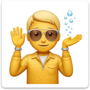 yellow emoji character in the 'Salt Bae' pose, sprinkling salt with a bent wrist, wearing sunglasses, confident face sticker