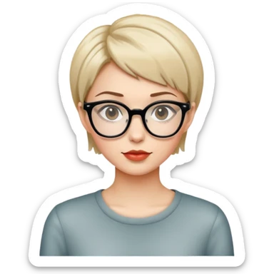 A beautiful girl with short hair wears glassesPenguin Wizard sticker