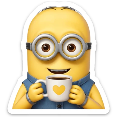 A minion drinking coffee sticker