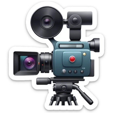 Create an emoji for video shooting. Show a video camera with a recording icon. Use modern, professional colors. Do not include any emojis or smiley faces. Make the background transparent. sticker
