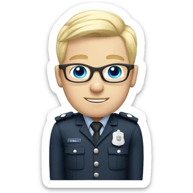 British policeman with blue eyes and blonde and glasses hair sticker