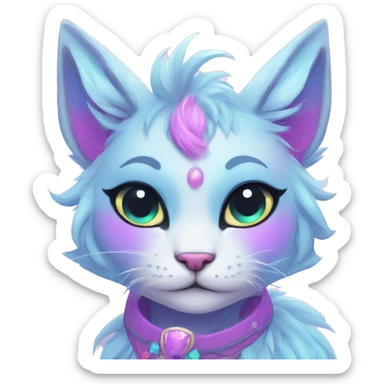 Kawaii bright fantasy ethereal anthro feline fursona animal creature sticker