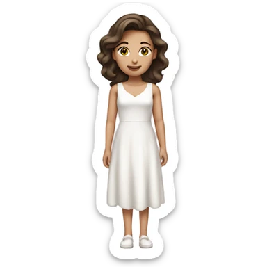 Brunette white girl with white dress sticker