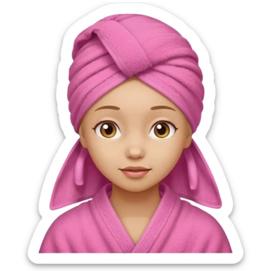 Uma menina com com uma toalha rosa no cabelo sticker