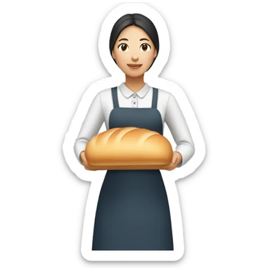 asian amish woman holding a loaf of bread sticker