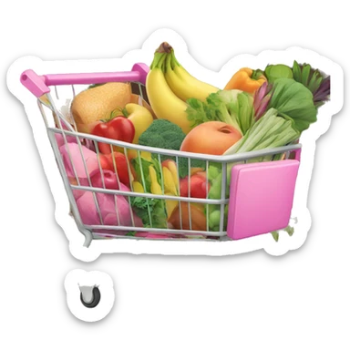 pink shopping cart full of healthy foods sticker