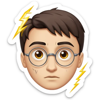 Harry Potter, between the eyebrows appear a Lightning-shaped scar  sticker