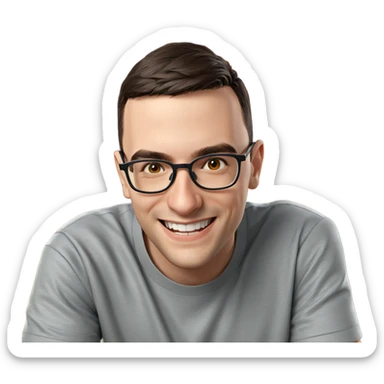 smiling boy with glasses sticker