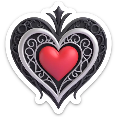 gothic heart with black and silver accents sticker