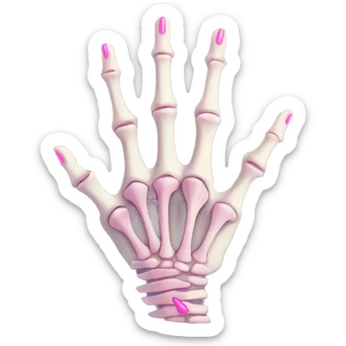 skeleton hand with pink nails  sticker