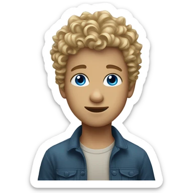 boy with dirty blonde curly hair and blue eyes sticker