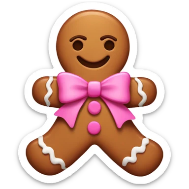 A gingerbread man with brown and pink bows sticker
