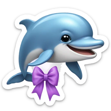 Dolphin with lilac bow sticker
