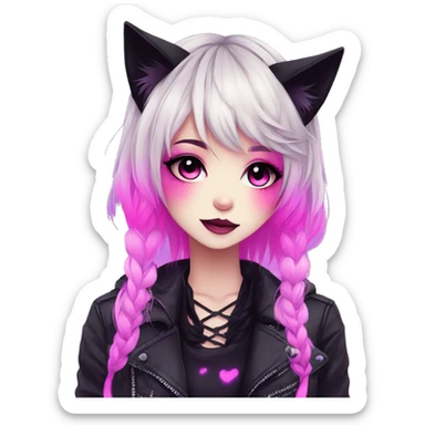 Gorgeous Cute Gothic Edgy Neon Gradient Beautiful Anime Emo CatLady sticker
