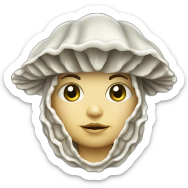 Personification oyster baby in shield sticker