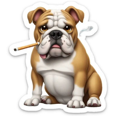 Bulldog smoking a cigarette sticker