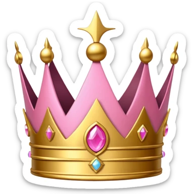 A luxurious golden crown with pink accents and elegant details, featuring a prominent empty space or cutout in the center cause I will write there sticker