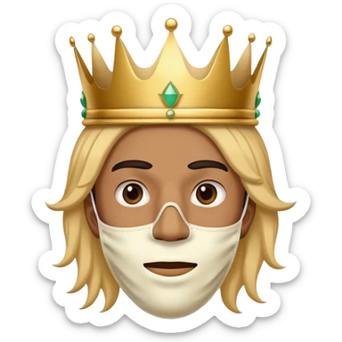 Guy wearing a covid mask and a crown sticker