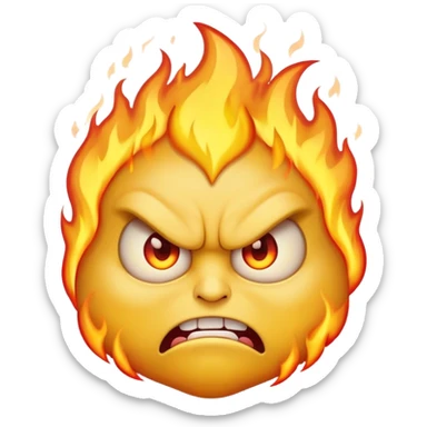 Angry emoji with fire in its eyes sticker