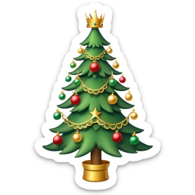 Christmas tree with a crown sticker