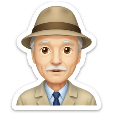 Older French man with nice taste, wearing a hat sticker