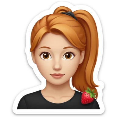 Woman 30 years old, strawberry blonde ponytail, brown eyes sticker