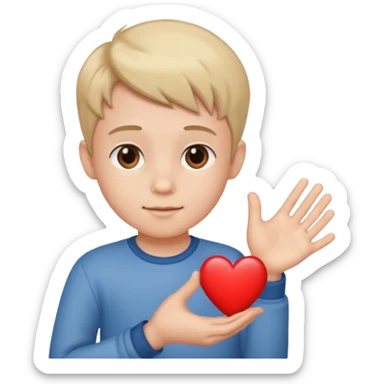 heart hand boy sticker