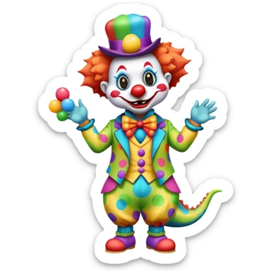 cute dinosaur clown sticker