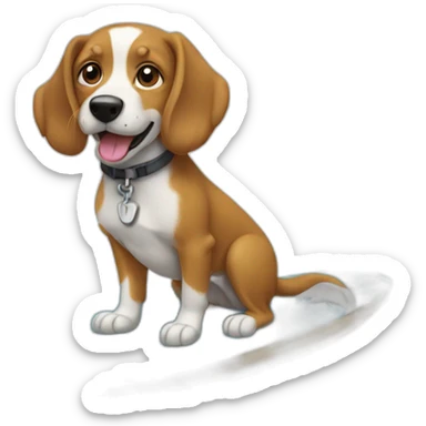 chien qui fait du surf sticker