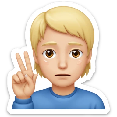 On the verge of tears while also holding up to fingers  sticker