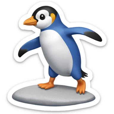 Penguin with a swimsuit on jumping off pebbles into the sea sticker