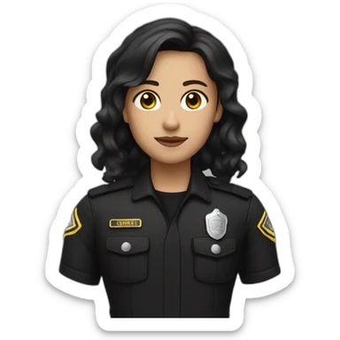 brunette dark security guard with black clothe sticker