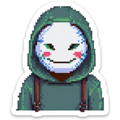 person hiding sadness with a smiling mask sticker