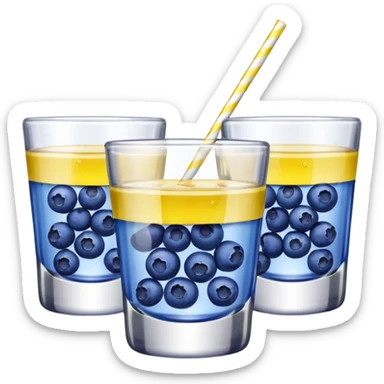 Four shot glasses with blueberry lemon drop in them  sticker
