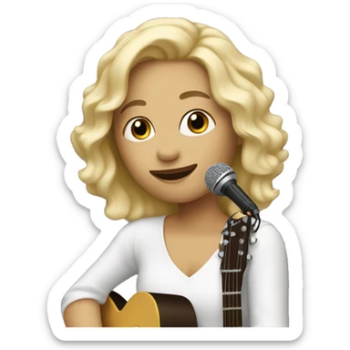 blonde musician with guitar microphone sticker