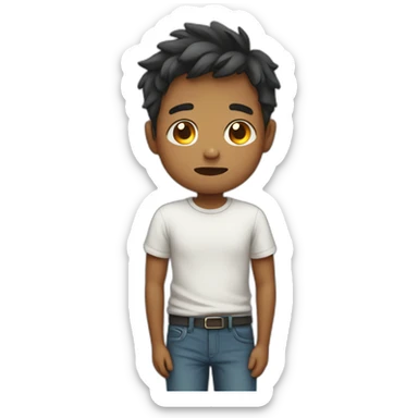 Boy feels stomach ache sticker