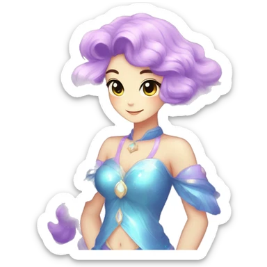 Shiny Sparkly Fluffy la beautiful Hair Kawaii Ethereal Anthro Sona Nebula-Crystal-Fakemon sticker
